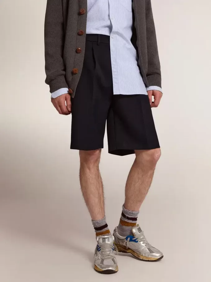 Bermudas de hombre en lana azul oscuro