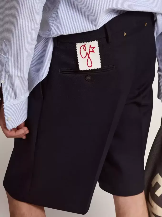 Bermudas de hombre en lana azul oscuro