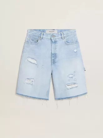 Bermudas de mujer en denim con efecto desgastado