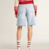 Bermudas de mujer en denim con efecto desgastado Bermudas de mujer en denim con efecto desgastado