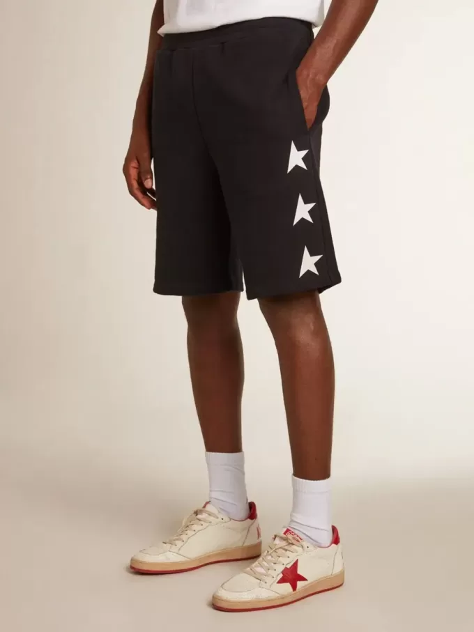 Bermudas negras para hombre con estrellas blancas
