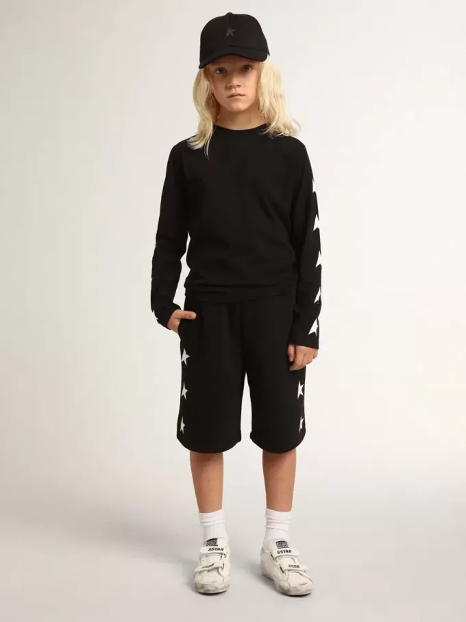 Bermudas negras para niño con estrellas blancas