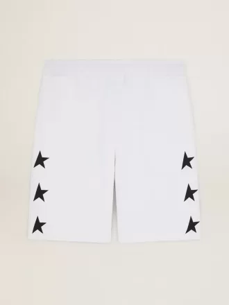 Bermudas vintage blancas para hombre con estrellas negras en contraste