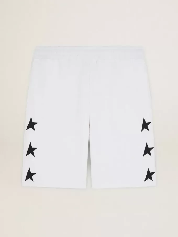 Bermudas vintage blancas para hombre con estrellas negras en contraste