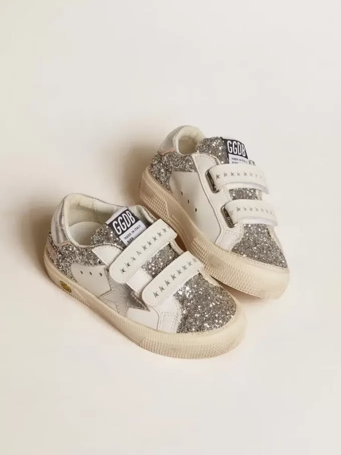 Bio-based May Teen en purpurina con estrella plateada y lengüeta en el talón