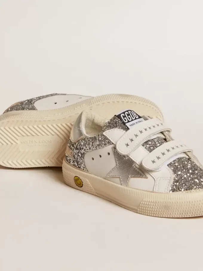 Bio-based May Teen en purpurina con estrella plateada y lengüeta en el talón