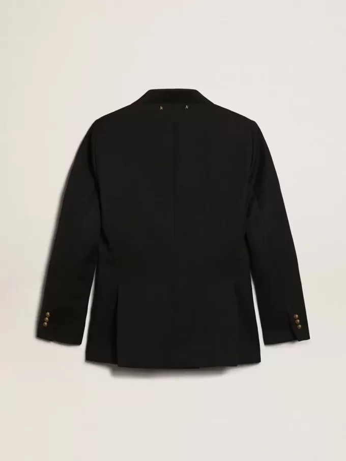 Blazer azul oscuro de doble botonadura para mujer