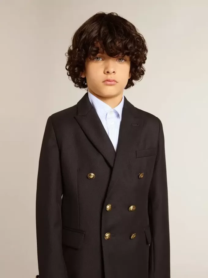 Blazer azul oscuro de doble botonadura para niño Blazer azul oscuro de doble botonadura para niño