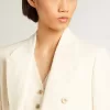 Blazer blanco envejecido de doble botonadura para mujer
