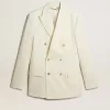 Blazer cruzado de color crema para hombre