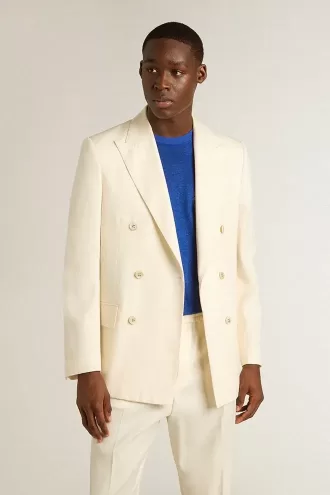 Blazer cruzado de color crema para hombre