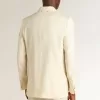 Blazer cruzado de color crema para hombre
