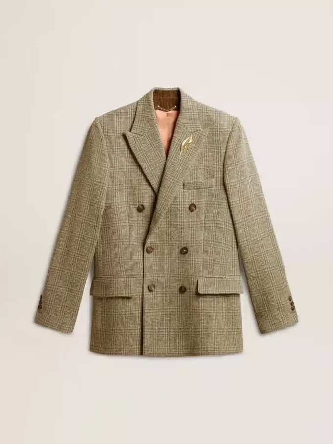 Blazer de doble botonadura para hombre en lana Shetland