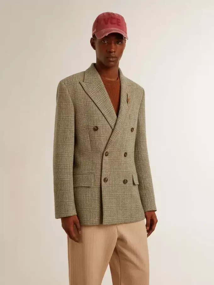 Blazer de doble botonadura para hombre en lana Shetland