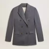 Blazer de doble botonadura para mujer en azul celeste