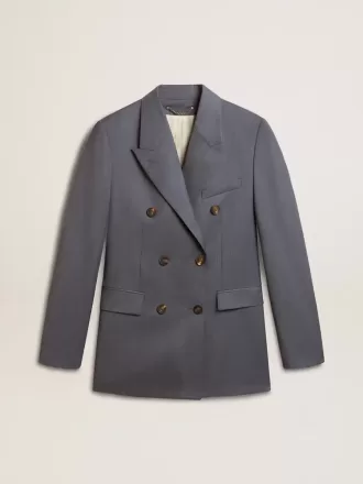 Blazer de doble botonadura para mujer en azul celeste