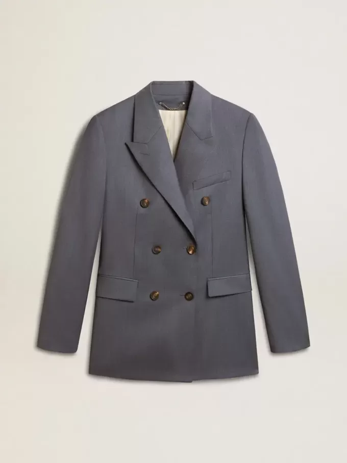 Blazer de doble botonadura para mujer en azul celeste