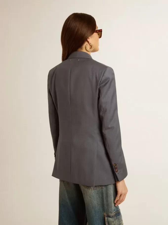 Blazer de doble botonadura para mujer en azul celeste