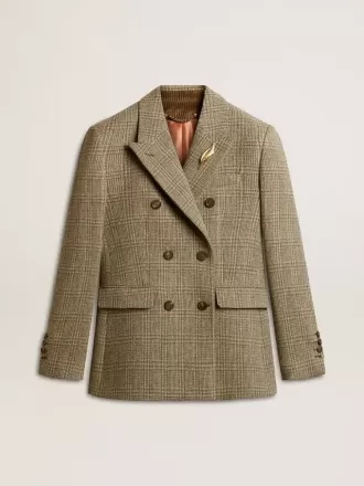 Blazer de doble botonadura para mujer en lana Shetland