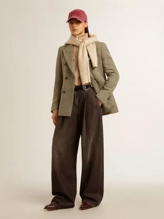 Blazer de doble botonadura para mujer en lana Shetland