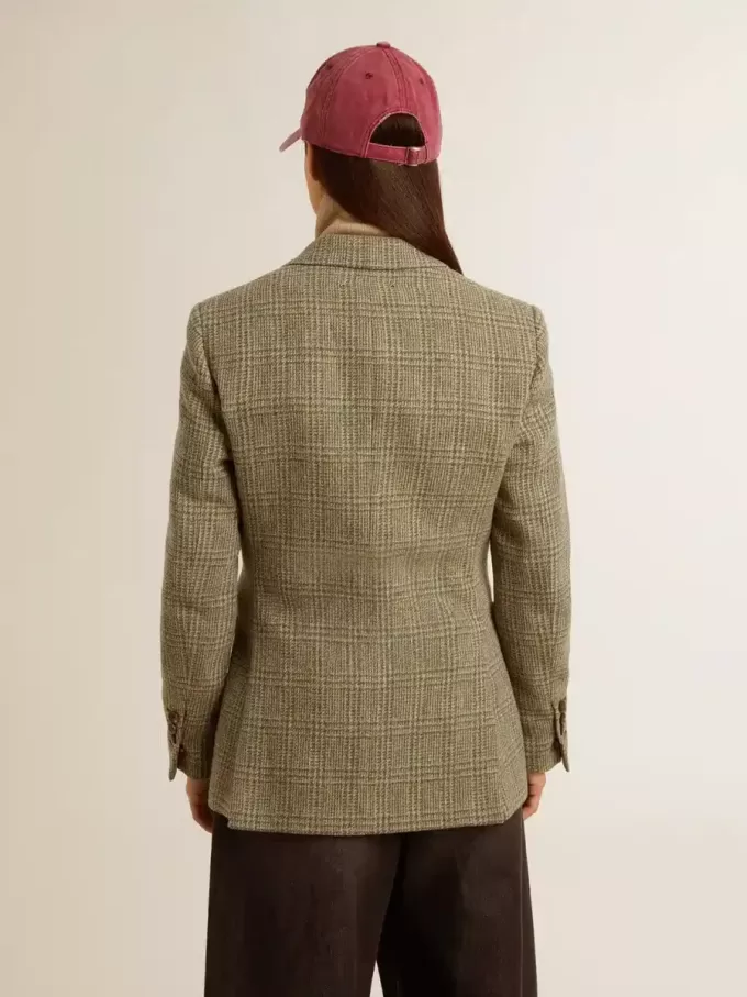 Blazer de doble botonadura para mujer en lana Shetland