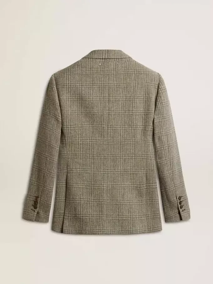 Blazer de doble botonadura para mujer en lana Shetland