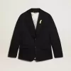 Blazer de hombre de una sola botonadura en gabardina de lana azul oscuro