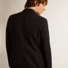 Blazer de hombre de una sola botonadura en gabardina de lana azul oscuro