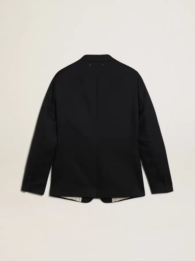 Blazer de hombre de una sola botonadura en gabardina de lana azul oscuro