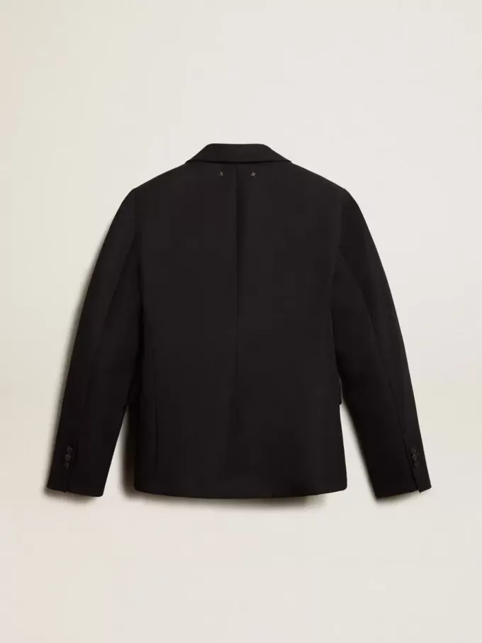 Blazer de mujer de un solo pecho en gabardina de lana azul oscuro