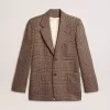 Blazer gris de botonadura sencilla para hombre en lana con estampado de pata de gallo