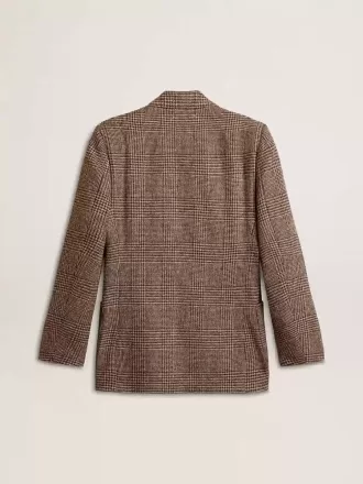 Blazer gris de botonadura sencilla para hombre en lana con estampado de pata de gallo