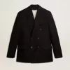 Blazer negro de doble botonadura para hombre con cierre de botones