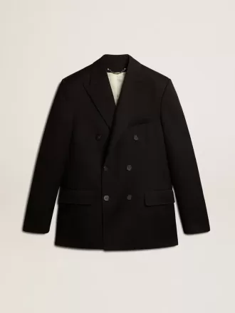 Blazer negro de doble botonadura para hombre con cierre de botones