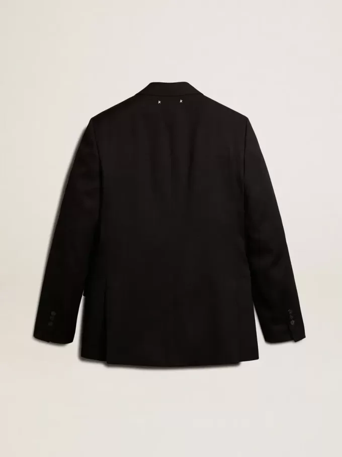 Blazer negro de doble botonadura para hombre con cierre de botones