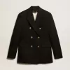 Blazer negro de doble botonadura para mujer