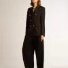 Blazer negro de doble botonadura para mujer