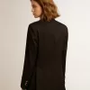 Blazer negro de doble botonadura para mujer