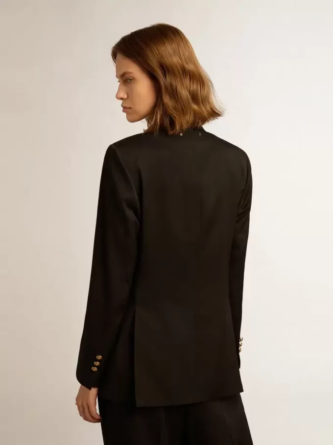 Blazer negro de doble botonadura para mujer