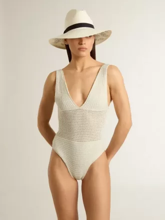 Body de croché para mujer en algodón blanco