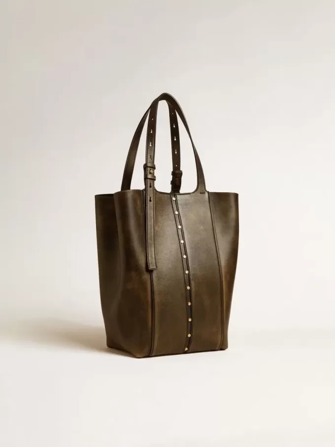 Bolso 24/7 North South en piel envejecida negra con asas ajustables