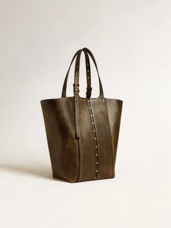 Bolso 24/7 North South en piel envejecida negra con asas ajustables