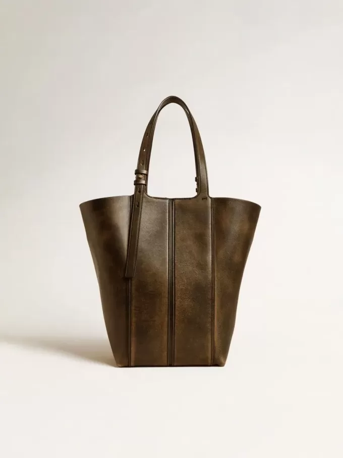 Bolso 24/7 North South en piel envejecida negra con asas ajustables