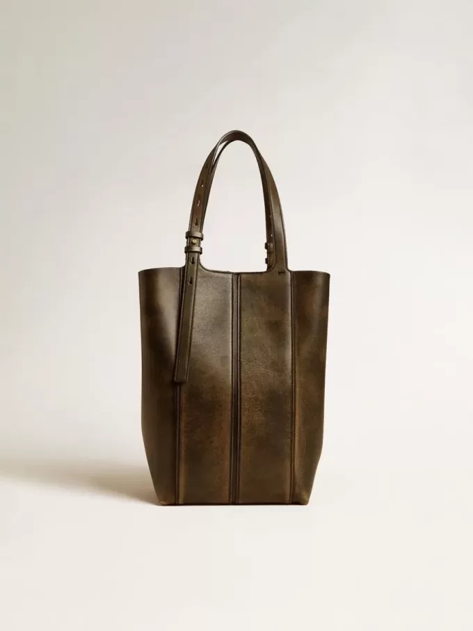 Bolso 24/7 North South en piel envejecida negra con asas ajustables