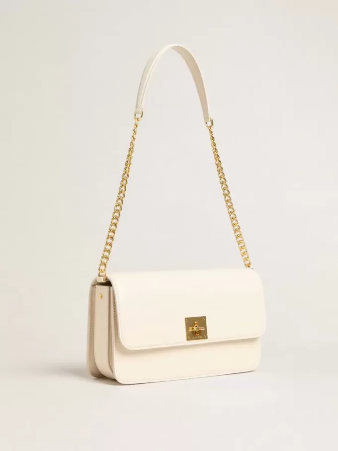 Bolso Gioia en piel acolchada color mantequilla con detalles dorados