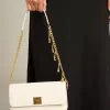 Bolso Gioia en piel acolchada color mantequilla con detalles dorados