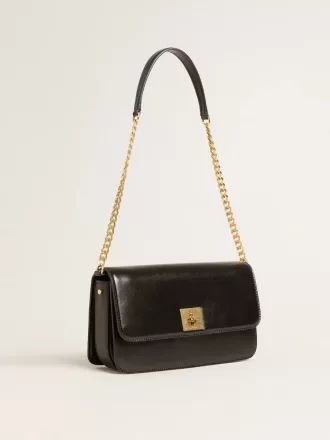 Bolso Gioia en piel negra con detalles dorados