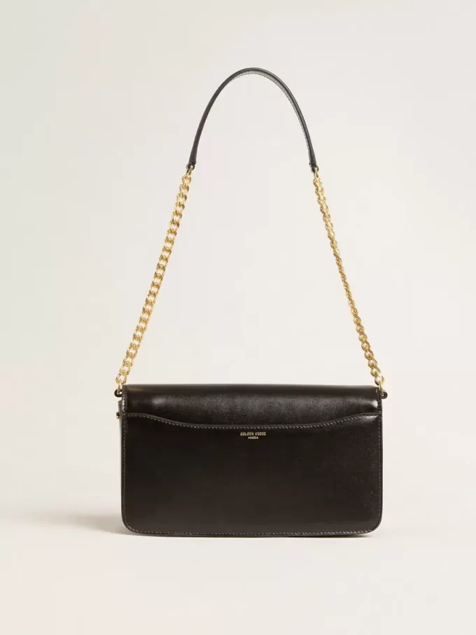 Bolso Gioia en piel negra con detalles dorados