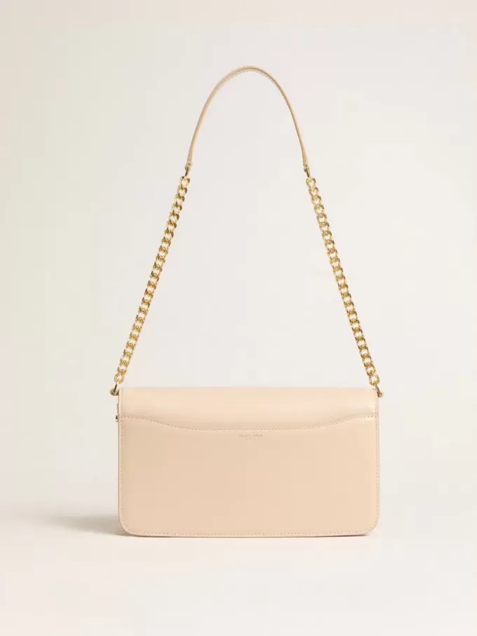 Bolso Gioia en piel rosa pálido con detalles dorados