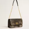 Bolso Gioia en piel vintage negra con detalles dorados